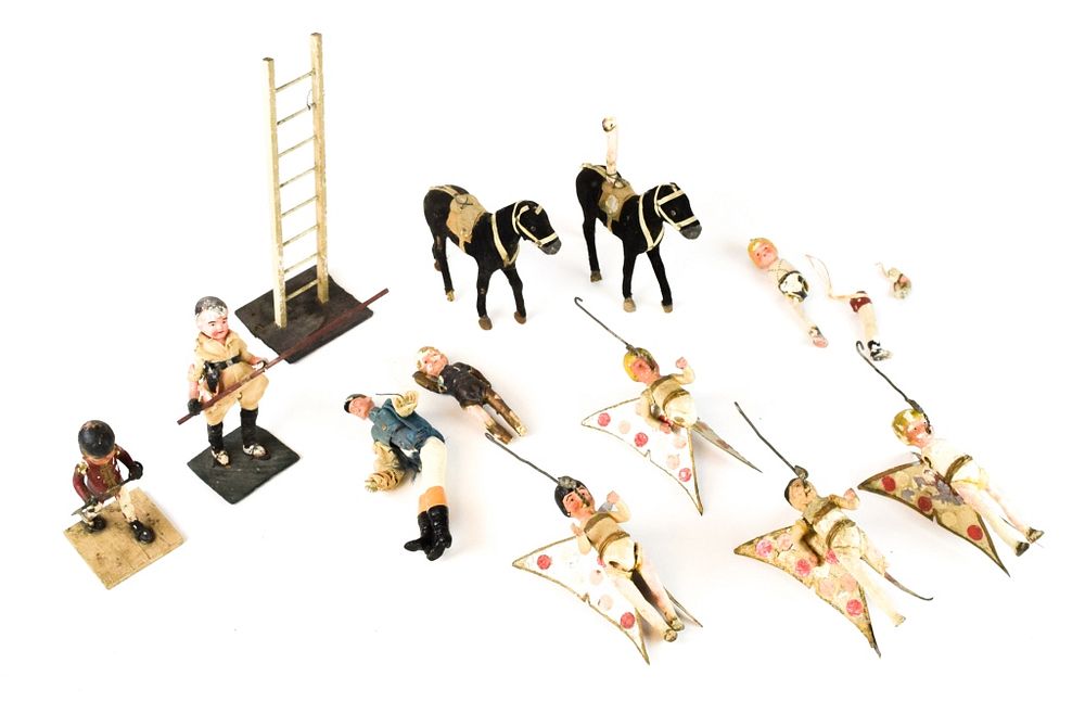 Appraisal: Grouping of Circus Performer Figurines Hand painted folk art circus