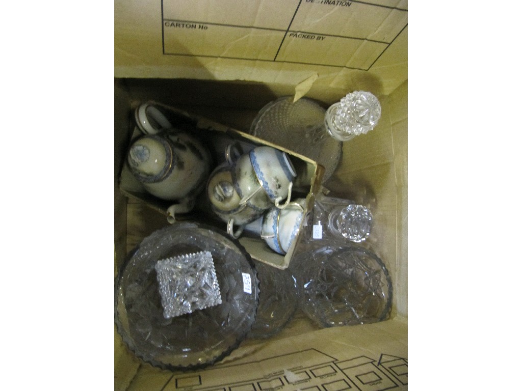 Appraisal: Box of crystal vases decanter etc and an eggshell teaset