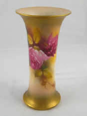 Appraisal: A Worcester porcelain blush ivory cylindrical vase with everted base