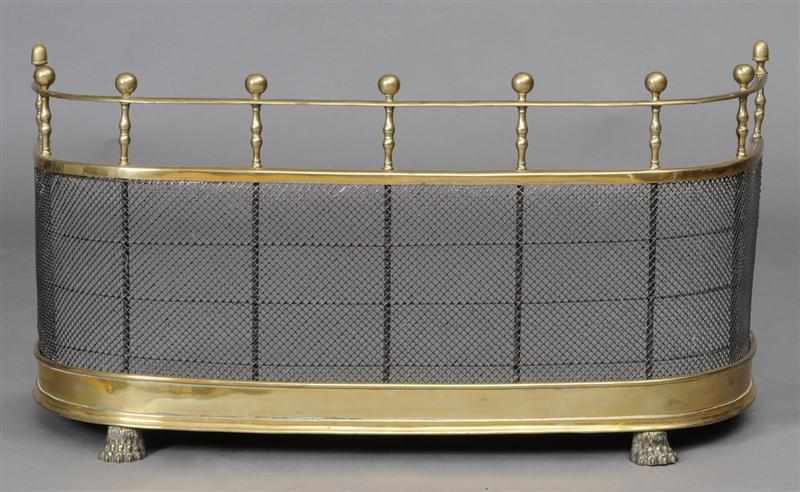 Appraisal: REGENCY BRASS AND WIREMESH SMALL FIRE SCREEN Of D-shape the