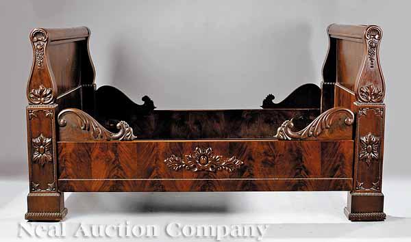 Appraisal: An American Classical Carved Mahogany Bedstead c probably New York