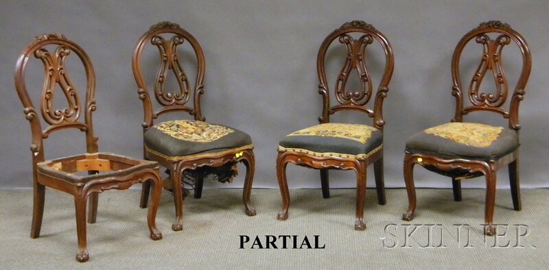 Appraisal: Set of Six Victorian Rococo Revival Carved Walnut Parlor Side