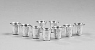 Appraisal: Group of Nine Sterling Kiddush Cups early th c Group