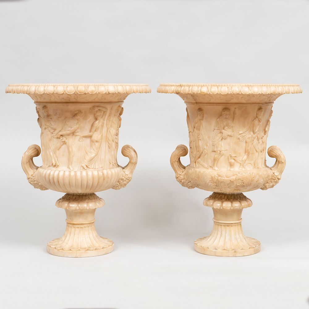 Appraisal: Pair of Italian Neoclassical Style Campagna Form Urns Each with