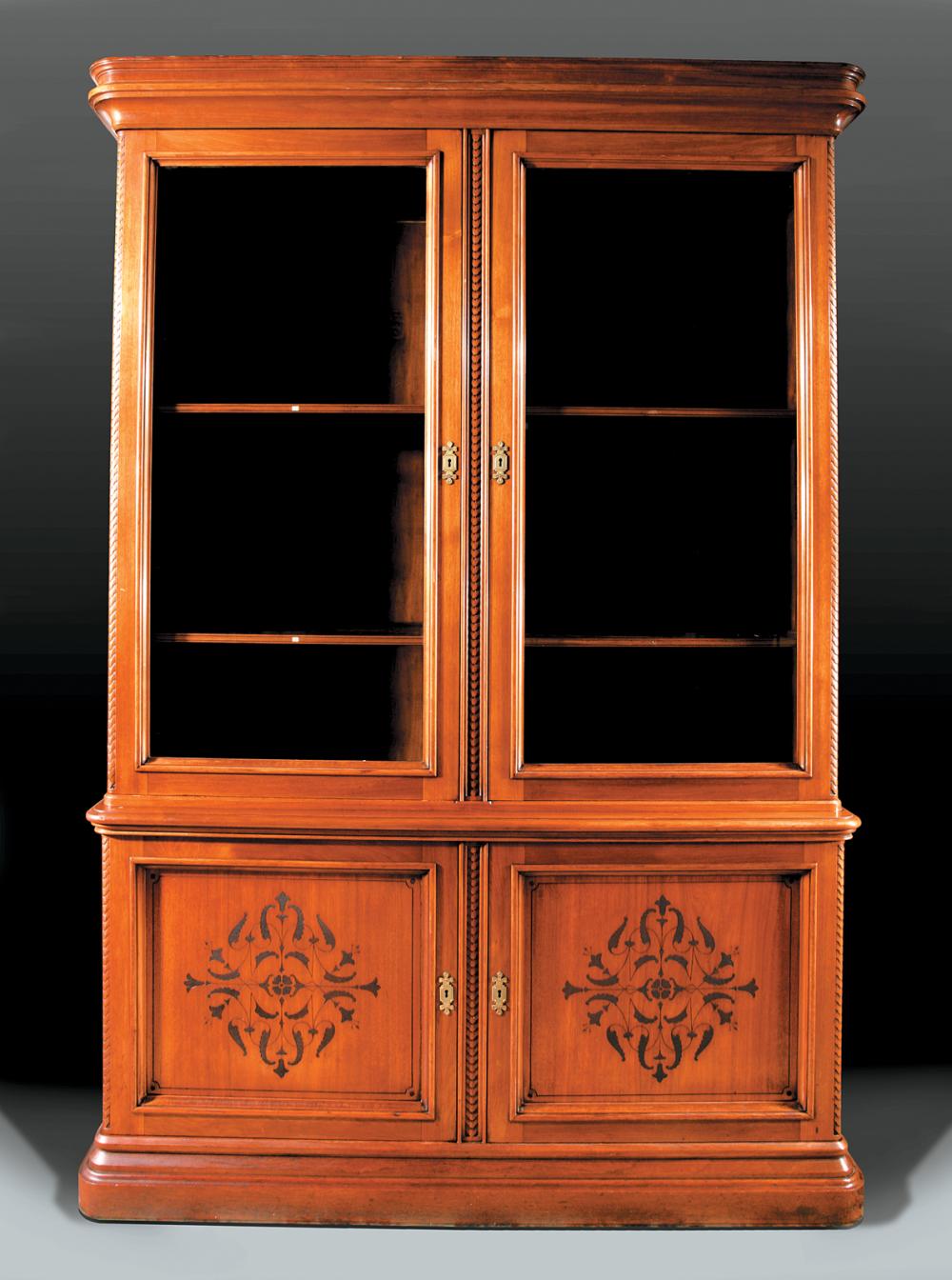 Appraisal: American Modern Gothic Carved Walnut Bookcase mid- th c attr