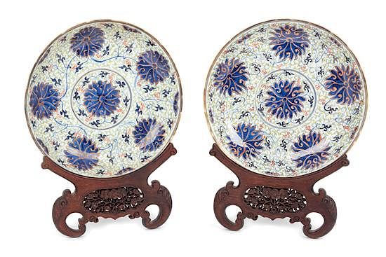 Appraisal: A Pair of Underglaze Blue and Famille Rose Porcelain Plates