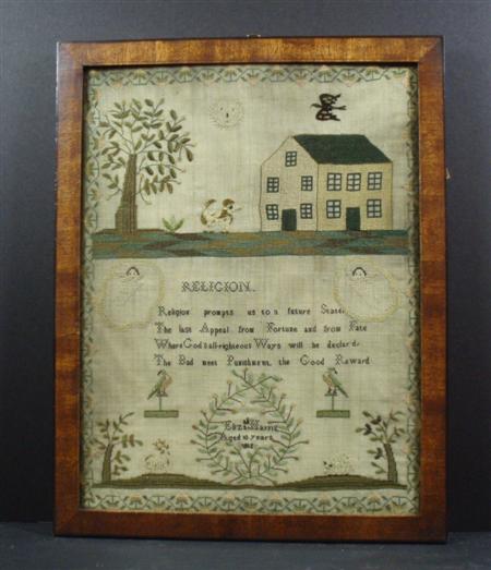 Appraisal: A needlework sampler By Elizabeth Harris Aged years the top