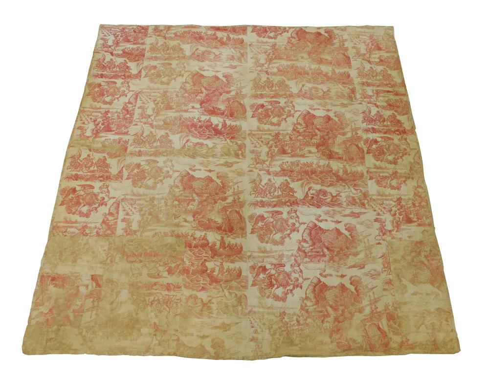 Appraisal: TEXTILE Toile whole cloth quilt with design of a naval