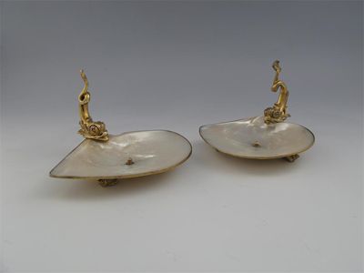 Appraisal: A pair of Victorian silvergilt mounted mother of pearl shell