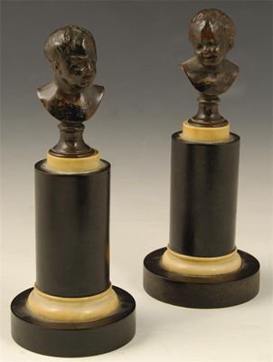 Appraisal: A pair of late th century bronze busts of children