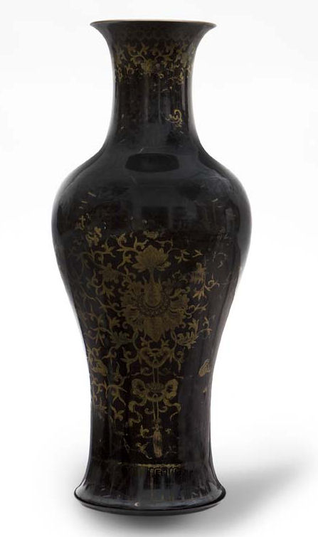 Appraisal: A th century Chinese mirror black baluster vase with worn