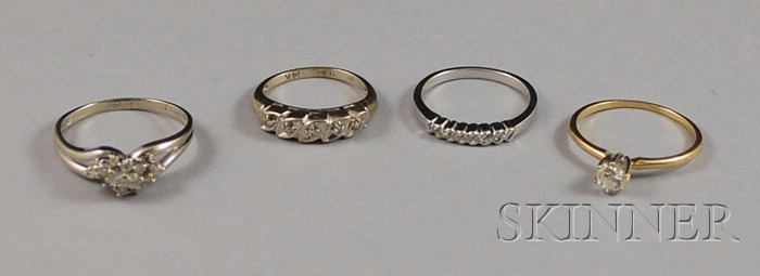 Appraisal: Four Diamond Rings a platinum and diamond band a kt