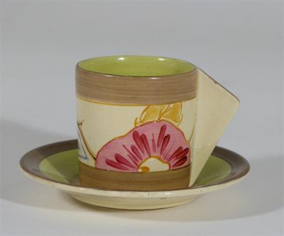 Appraisal: Hollyrose' a Clarice Cliff Bizarre Conical coffee can and saucer