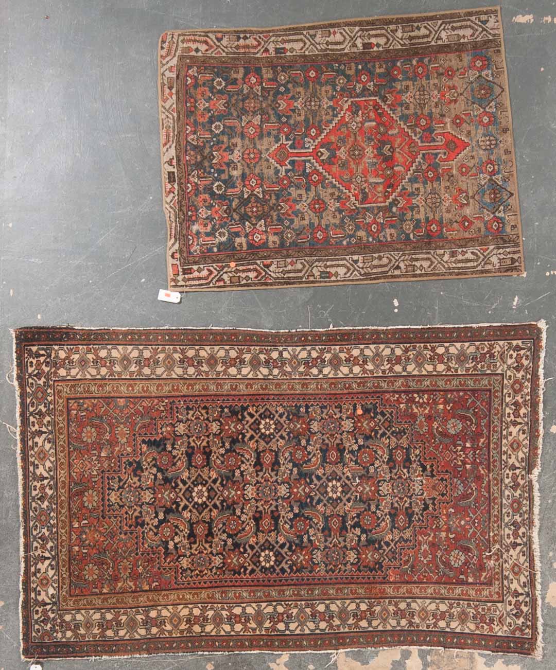 Appraisal: Two antique Hamadan rugs Persia circa One rug is approx