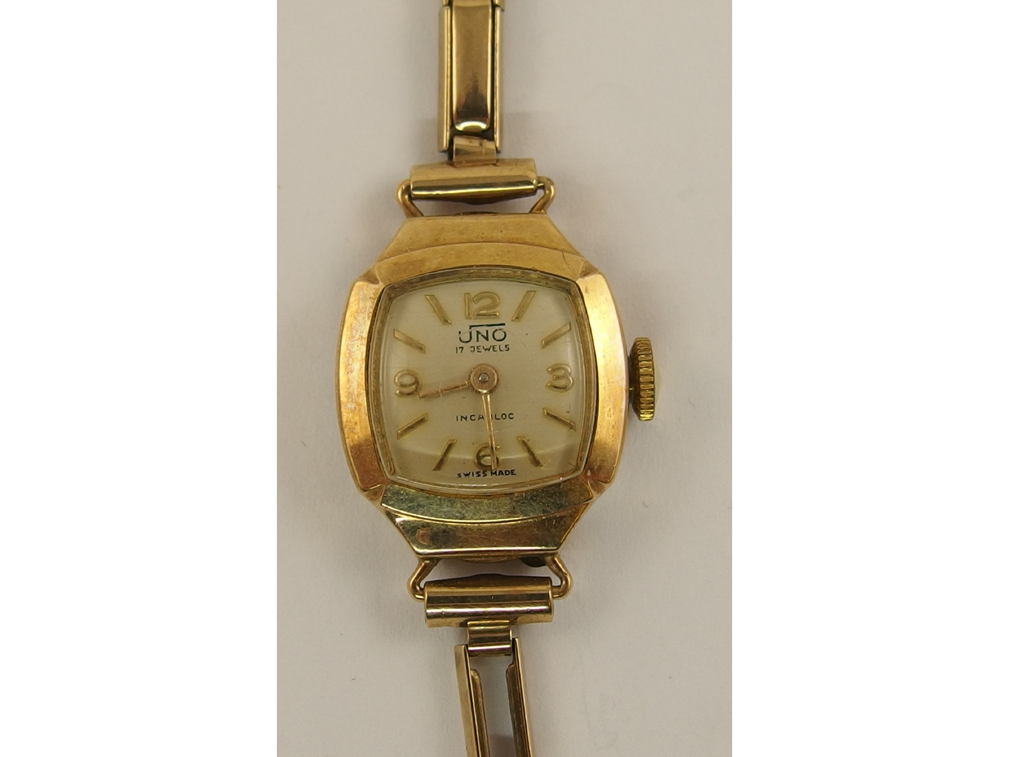 Appraisal: A ct ladies vintage Uno watch weight including mechanism gms