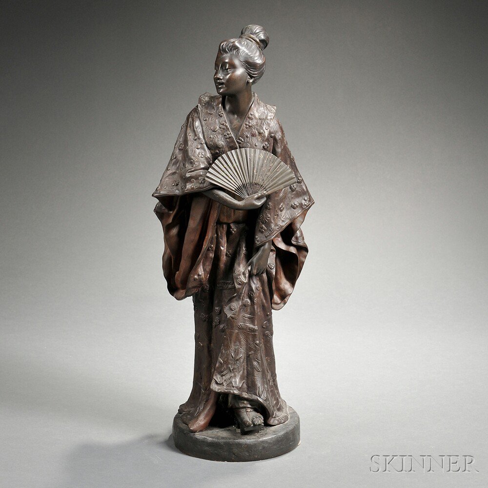 Appraisal: Gaston Leroux French - Bronze Figure of a Geisha the