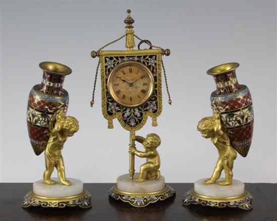 Appraisal: An early th century French ormolu onyx and champleve enamel