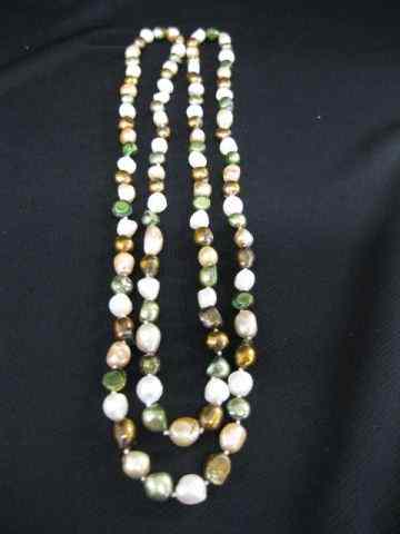 Appraisal: Pearl Necklace white golden rose peacock pearls '' long