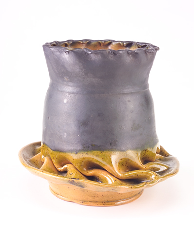 Appraisal: GEORGE OHR Large vessel with folded rim and deep folded