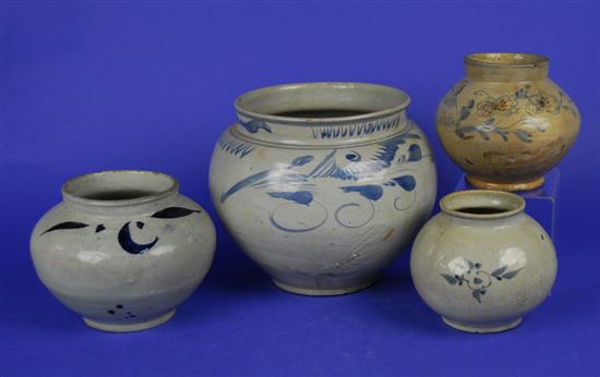 Appraisal: COLLECTION OF FOUR ANAMESE BLUE AND WHITE VASES height of