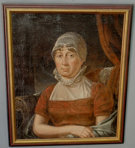 Appraisal: English oil on canvas portrait of a woman th c