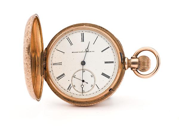 Appraisal: ELGIN GOLD HUNTING POCKET WATCH ca - size made for