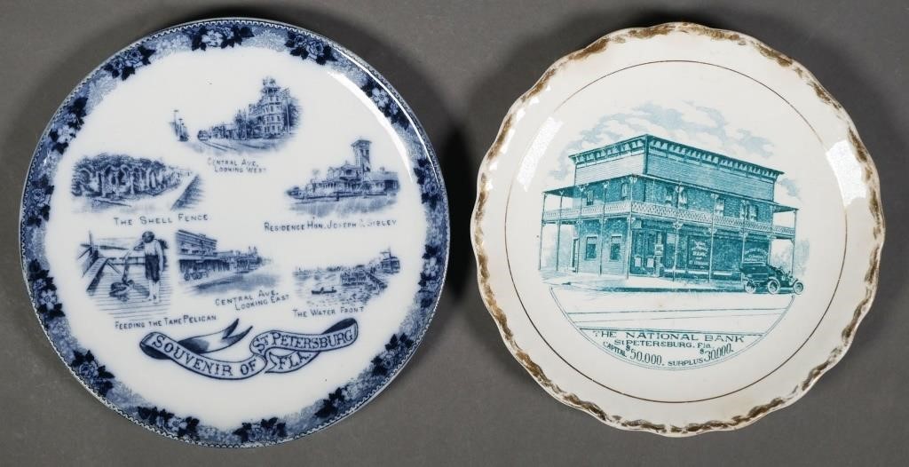 Appraisal: Two vintage St Pete souvenir plates largest diameter National Bank