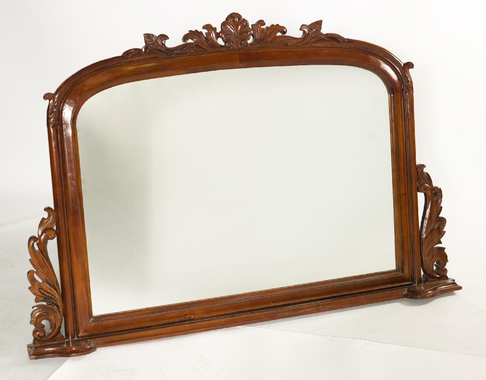 Appraisal: VICTORIAN MAHOGANY OVERMANTEL MIRROR of arched form with shell and