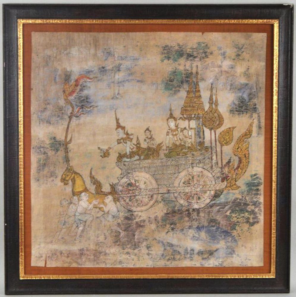 Appraisal: Thai Vessantara Jataka Scene Pigment on Fabric Prince Vessantara in