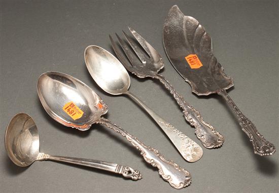 Appraisal: Five American sterling silver serving pieces by various makers including