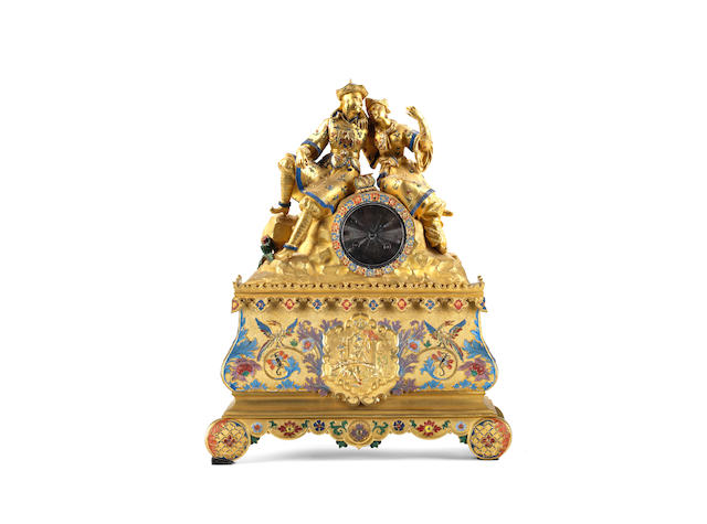 Appraisal: An attractive Charles X gilt patinated and enamelled bronze figural