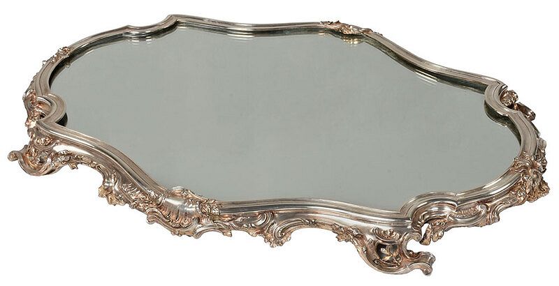 Appraisal: Large Silver Plated Mirror Plateau probably Continental late th early