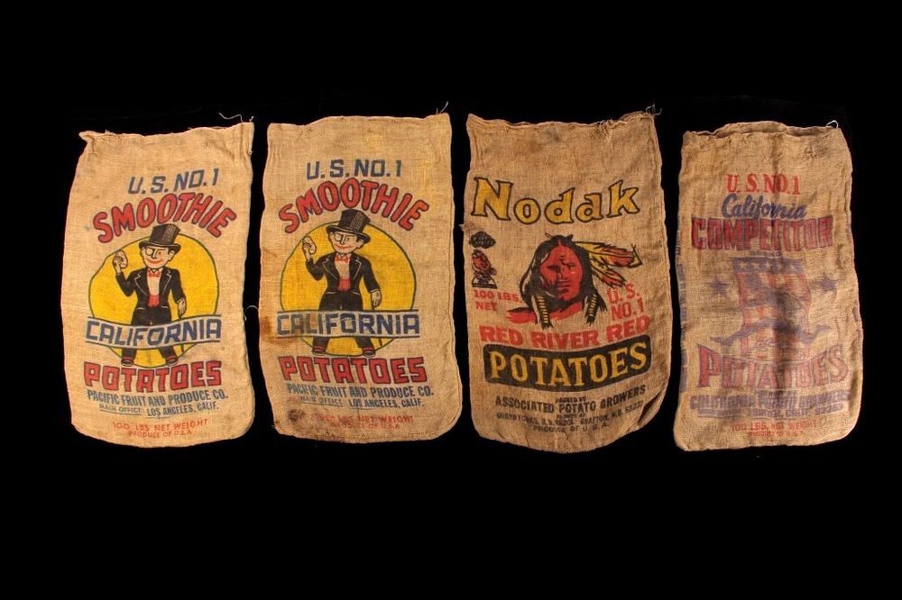 Appraisal: Pacific Fruit Produce Co Burlap Potato Parcel This lot includes