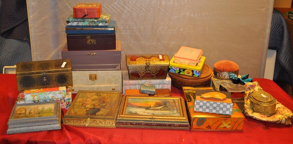 Appraisal: Large Lot of Various Jewelry Boxes including wood glass metal