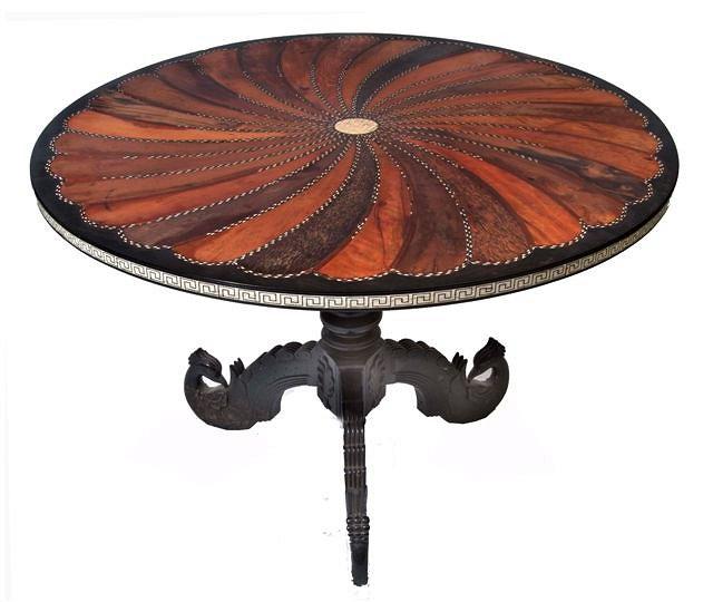 Appraisal: A TH CENTURY CEYLONESE CENTRE TABLE circular top inlaid with