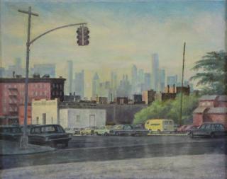 Appraisal: LOEB Lee Oil on Canvas New York Cityscape Signed lower