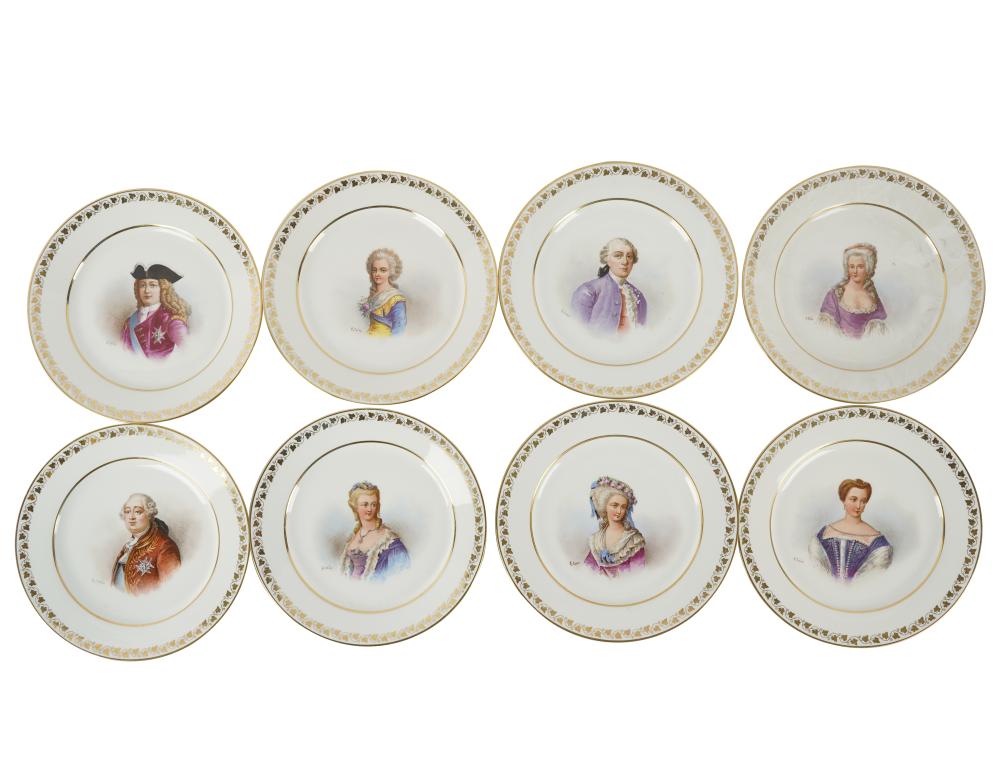 Appraisal: EIGHT SEVRES PORCELAIN PORTRAIT PLATES th century red printed crowned