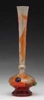 Appraisal: GALLE CABOCHON VASE Firepolished pedestal elongated stick vase is decorated