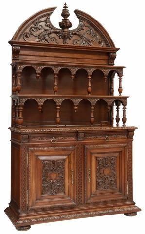 Appraisal: French Renaissance Revival walnut sideboard late th c split pediment