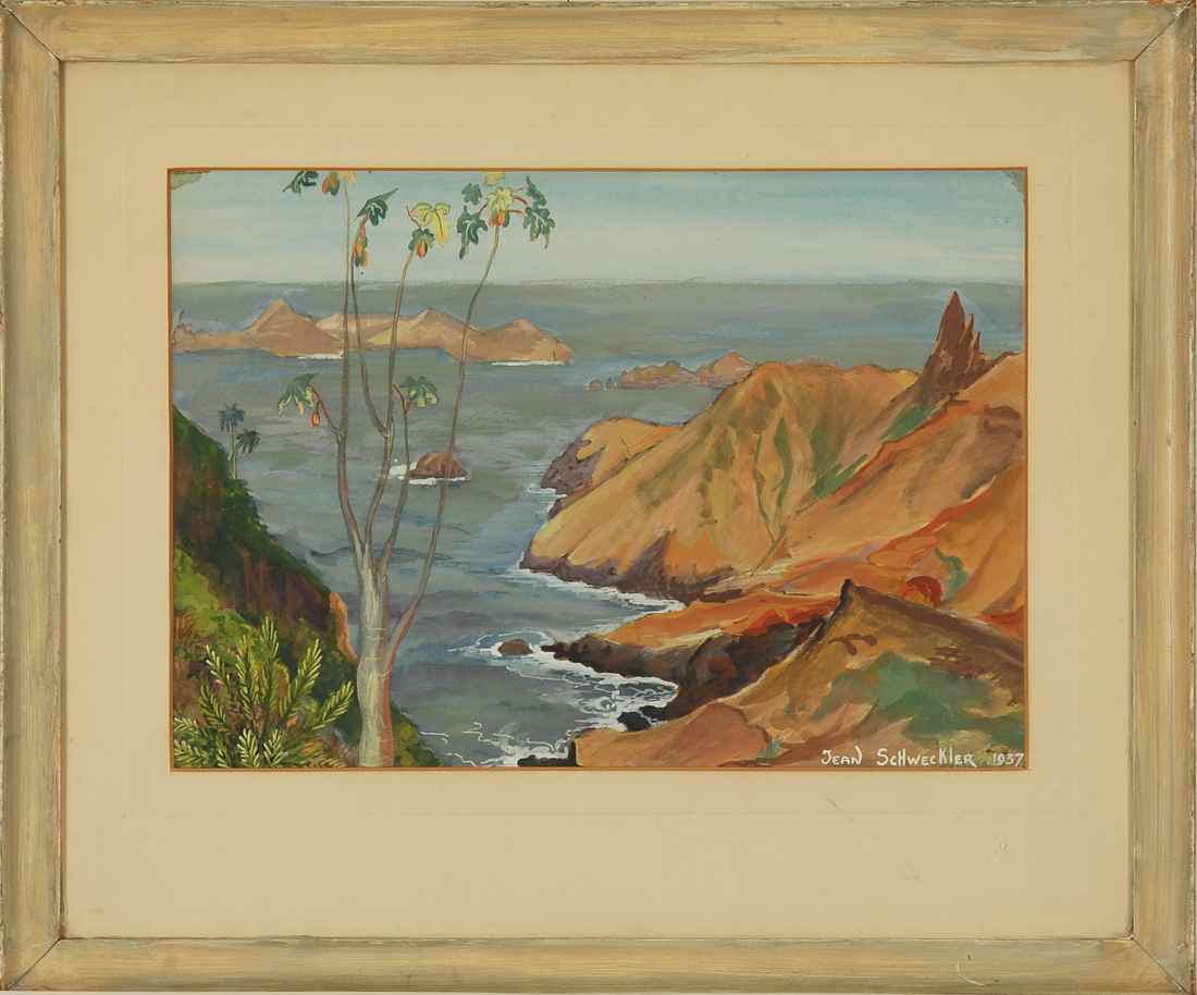 Appraisal: JEAN SCHWECKLERFrench th CenturyView of Santa Clara Juan Fernandez Chile