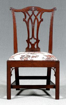 Appraisal: Philadelphia Chippendale chair finely carved crest rail and pierced Gothic