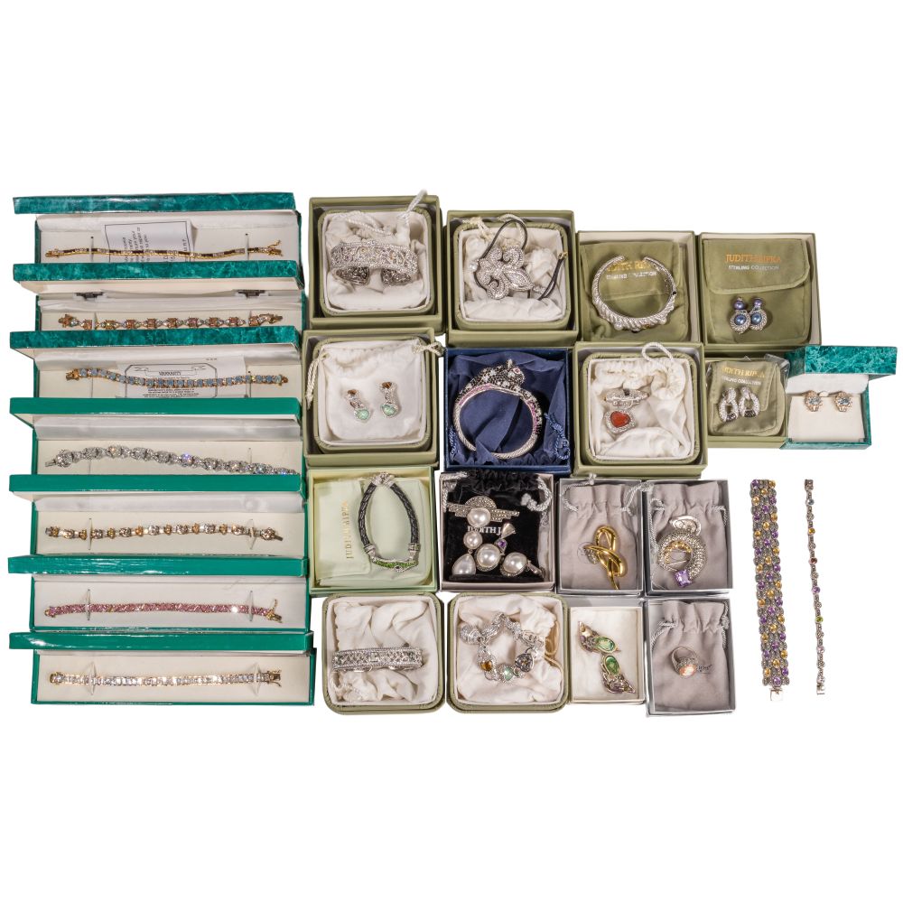 Appraisal: DESIGNER STERLING SILVER JEWELRY ASSORTMENT items including leather cord having