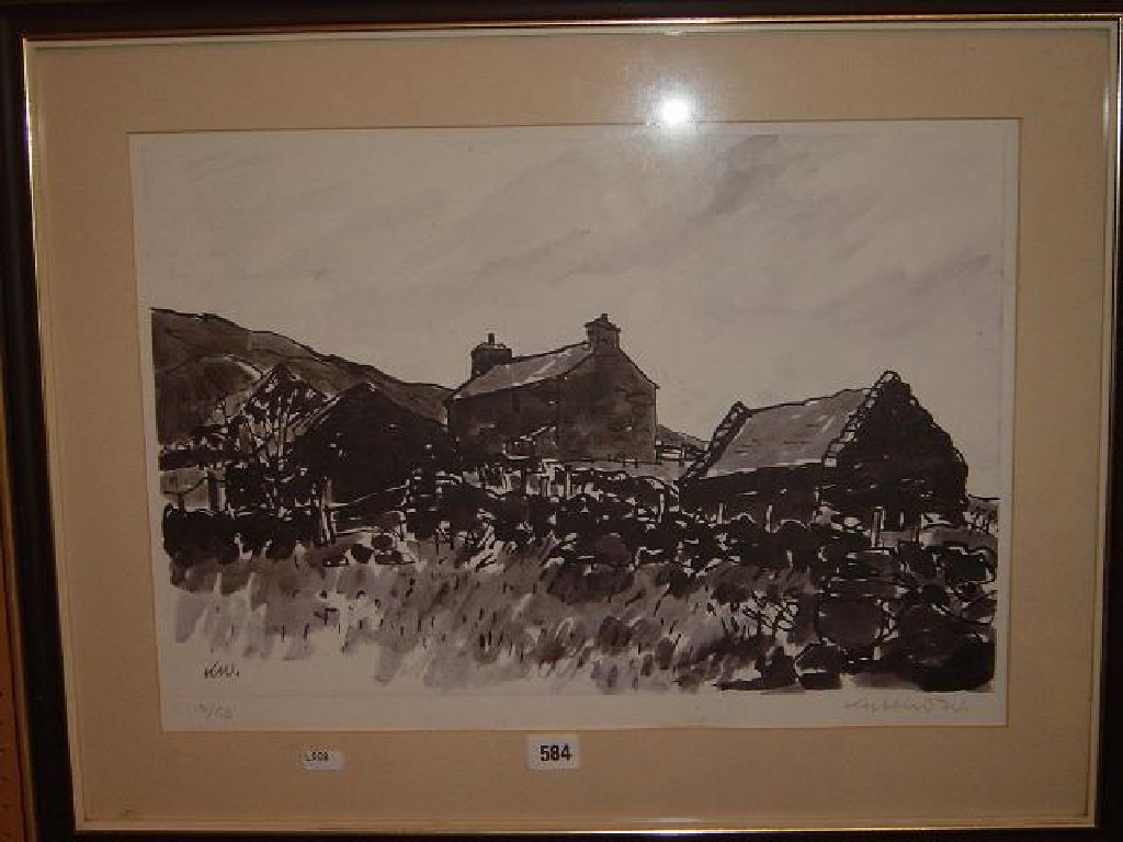 Appraisal: A signed Limited Edition monochrome print by Kyffin Williams showing