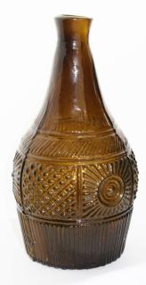 Appraisal: th c blown three mold geometric decanter GIII- rayed type