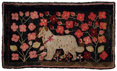 Appraisal: North Carolina hooked rug with dog large white dog with