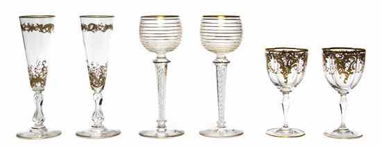 Appraisal: An Assembled Set of Gilt Decorated Stemware in three styles