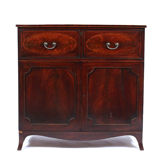 Appraisal: A GEORGE III MAHOGANY SECRETAIRE CHEST the interior fitted in