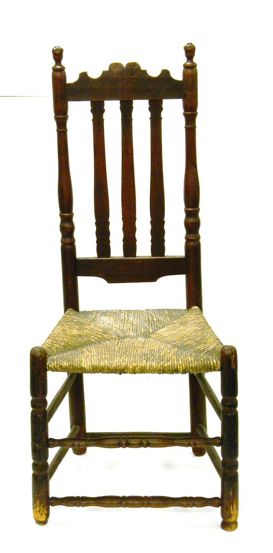 Appraisal: Connecticut banister back chair th C three column splat turned