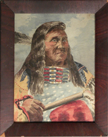 Appraisal: Watercolor portrait of an Indian warrior signed lower left C