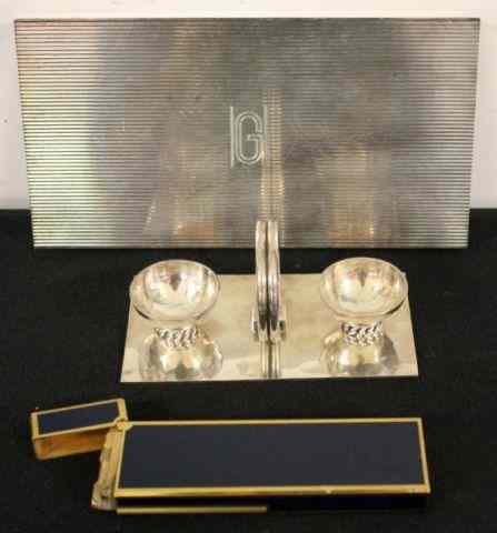 Appraisal: Vintage French Lot Including Hermes Includes an Hermes silverplate card